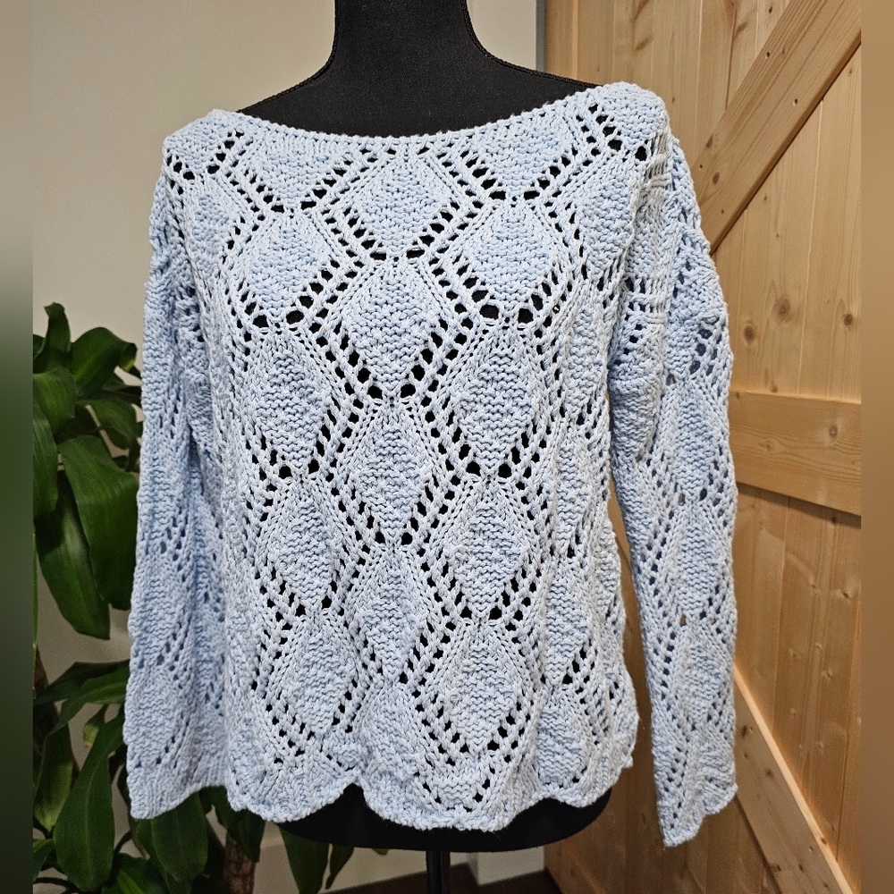 JIJIL EU 38 (US Small) women's light blue oversized knit sweater